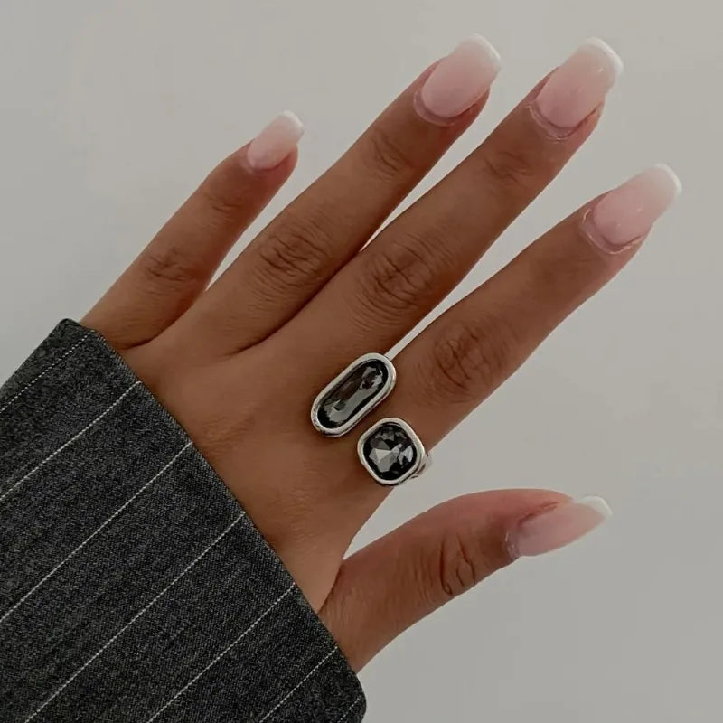 Minimalist Acrylic Rhinestone Open Ring for Women