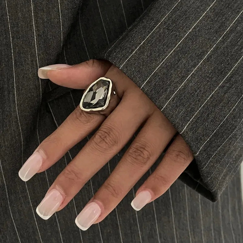 Minimalist Acrylic Rhinestone Open Ring for Women