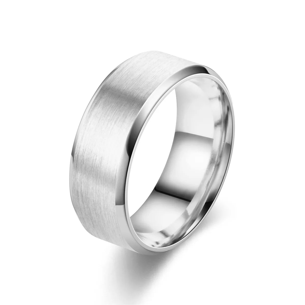 8mm Stainless Steel Matte Wedding Band for Couples
