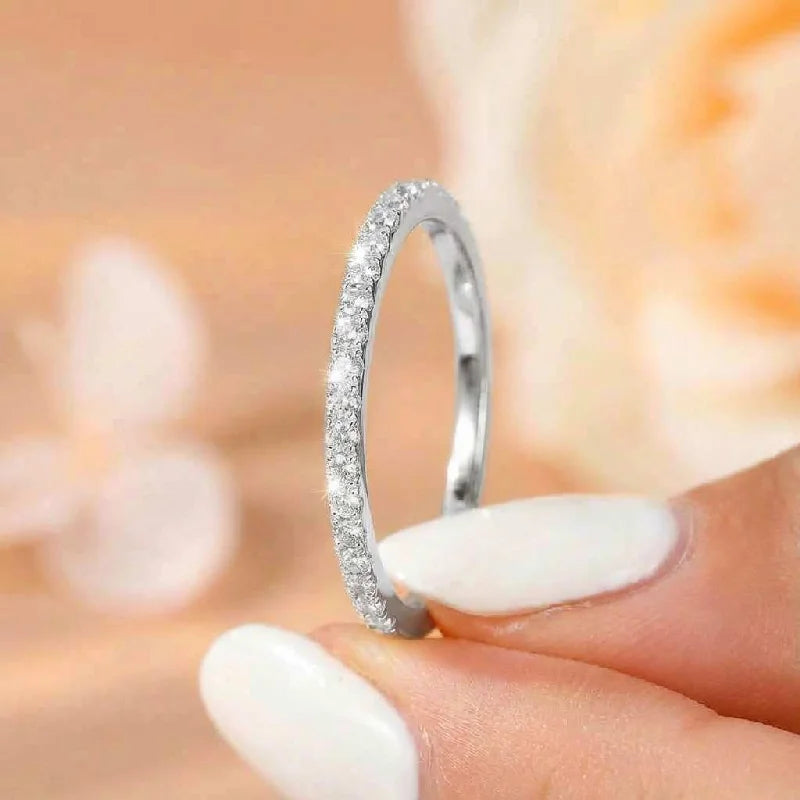 925 Sterling Silver Zircon Band Ring For Women